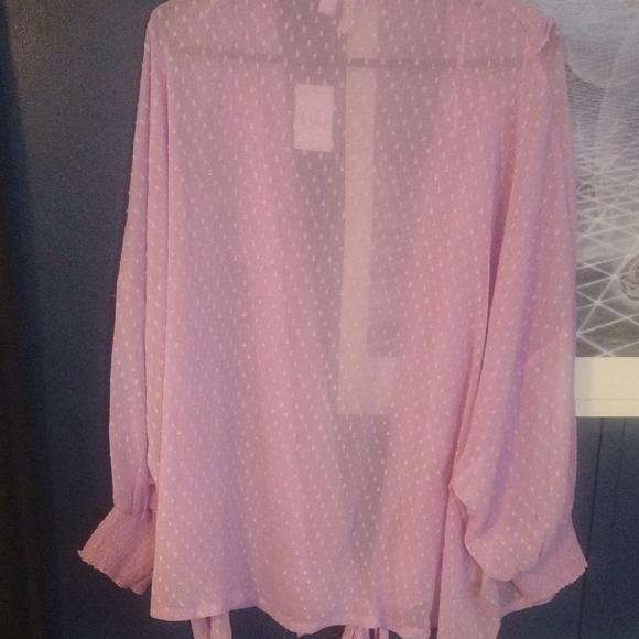 Cato Silk Lavender Ruffle Blouse - Picture 7 of 7